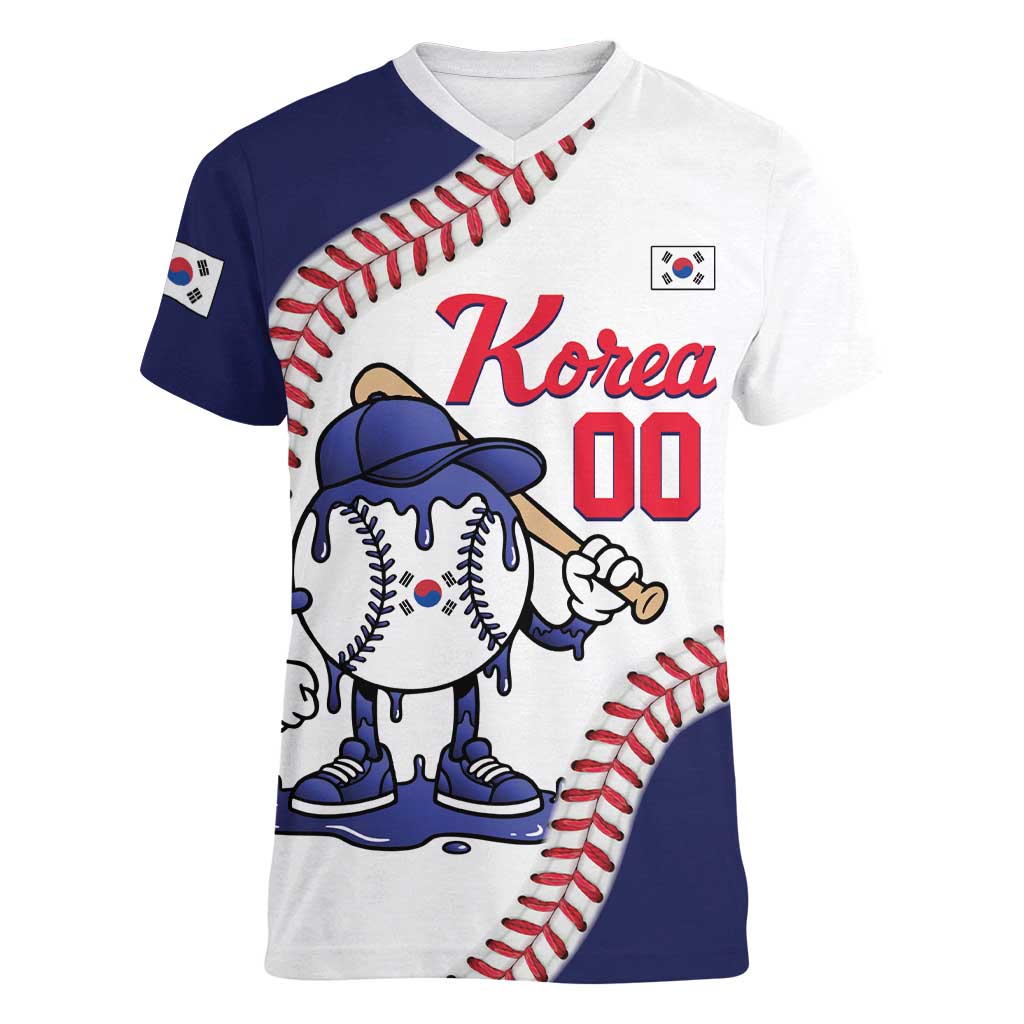 South Korea 2026 Baseball Custom Women V-Neck T-Shirt Go Champions Drip Style