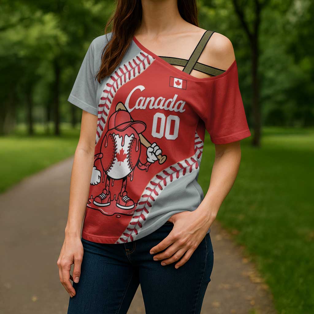 Canada 2026 Baseball Custom Cross Shoulder Shirt Go Champions Drip Style
