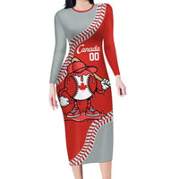 Canada 2026 Baseball Custom Long Sleeve Bodycon Dress Go Champions Drip Style