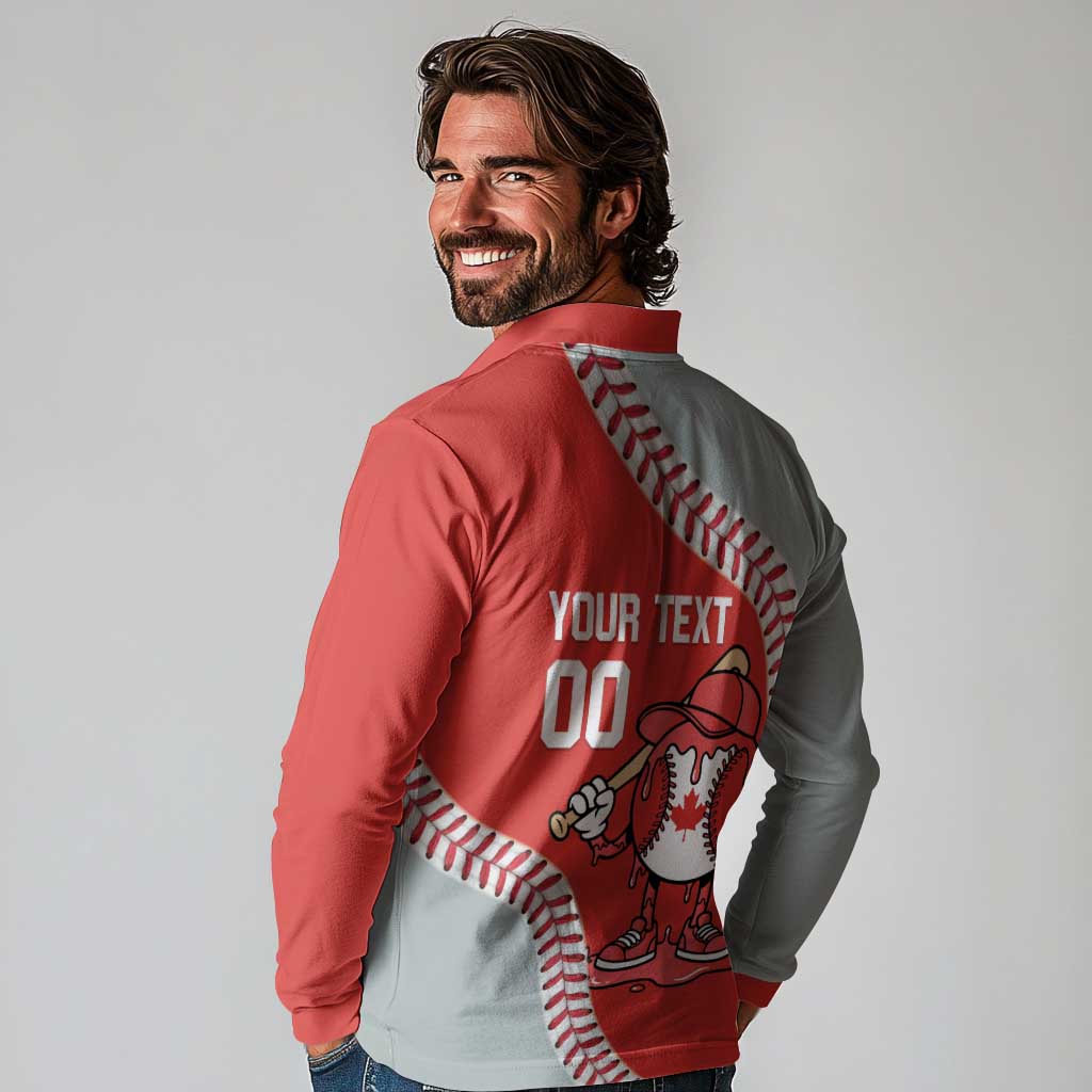 Canada 2026 Baseball Custom Long Sleeve Polo Shirt Go Champions Drip Style