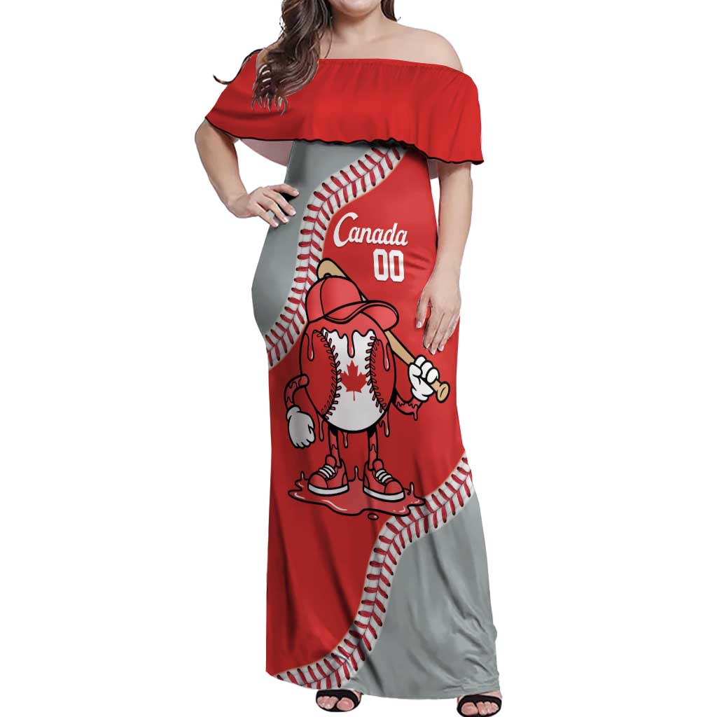 Canada 2026 Baseball Custom Off Shoulder Maxi Dress Go Champions Drip Style