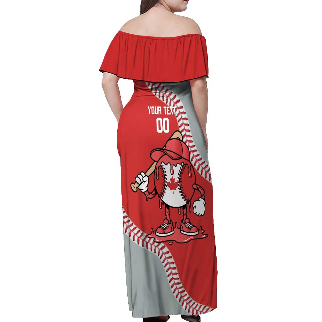 Canada 2026 Baseball Custom Off Shoulder Maxi Dress Go Champions Drip Style