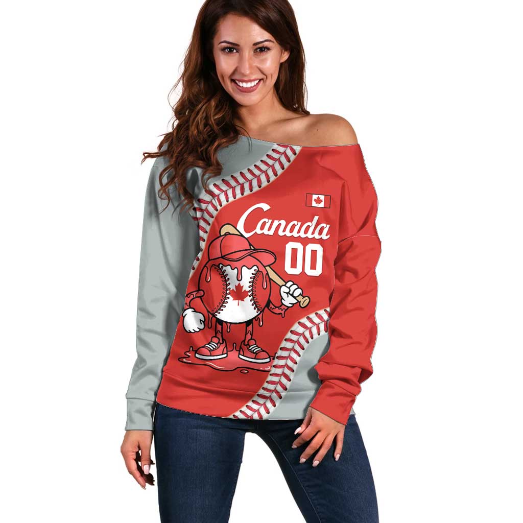Canada 2026 Baseball Custom Off Shoulder Sweater Go Champions Drip Style