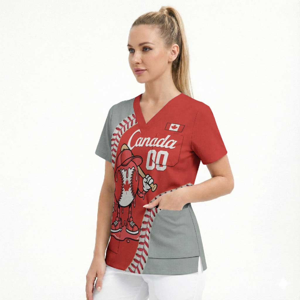 Canada 2026 Baseball Custom Scrub Top Go Champions Drip Style
