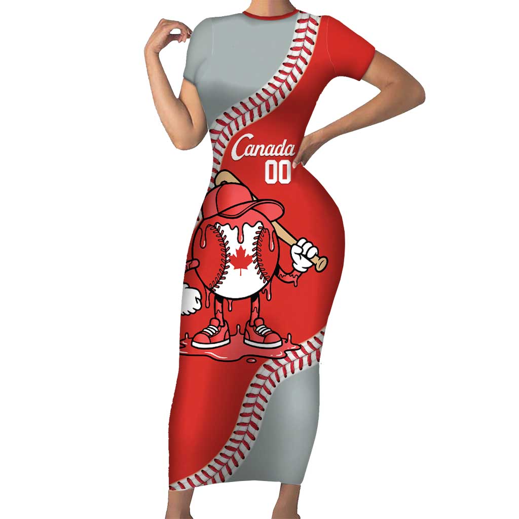 Canada 2026 Baseball Custom Short Sleeve Bodycon Dress Go Champions Drip Style