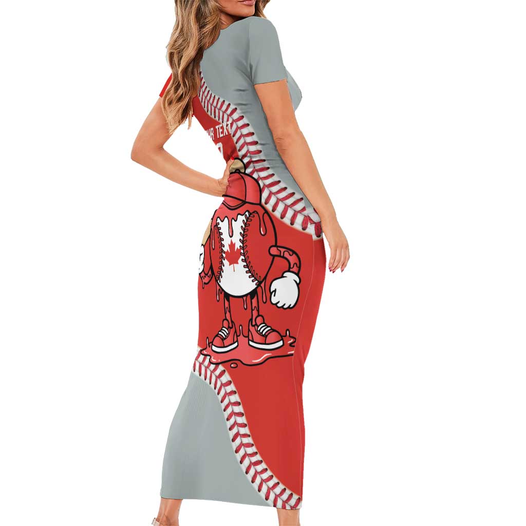 Canada 2026 Baseball Custom Short Sleeve Bodycon Dress Go Champions Drip Style