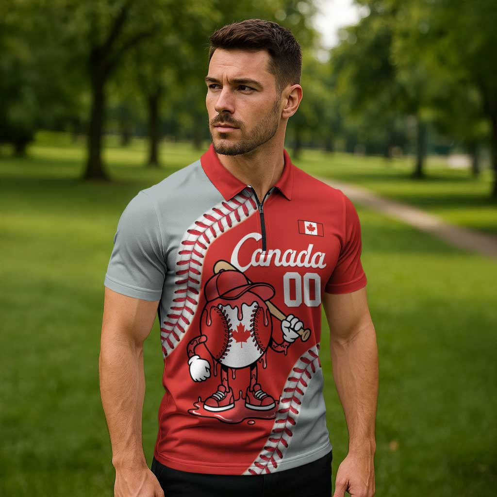 Canada 2026 Baseball Custom Zipper Polo Shirt Go Champions Drip Style