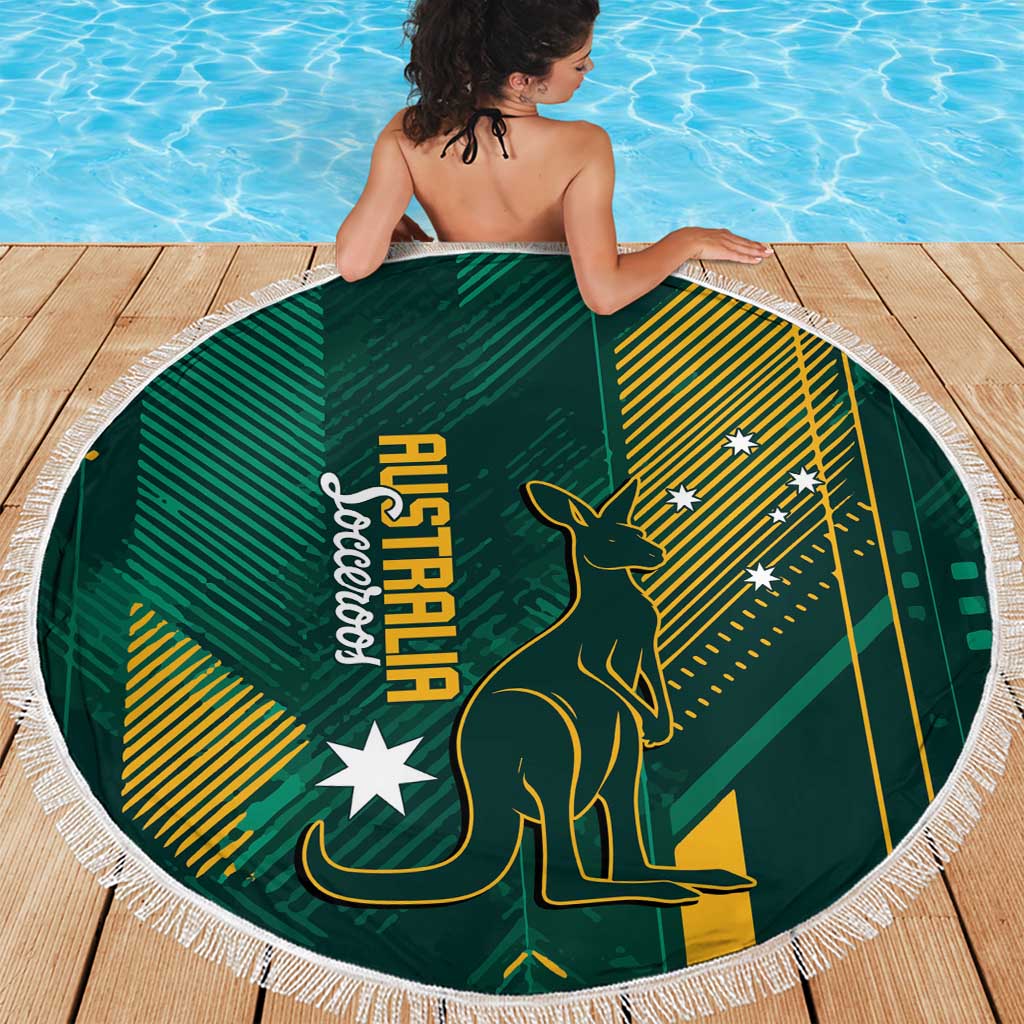 Australia Socceroos 2026 Custom Beach Blanket Go Aussie Kangaroo National Color