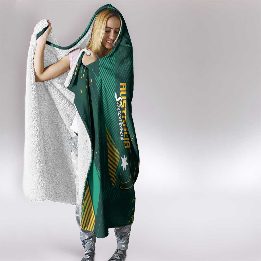 Australia Socceroos 2026 Custom Hooded Blanket Go Aussie Kangaroo National Color