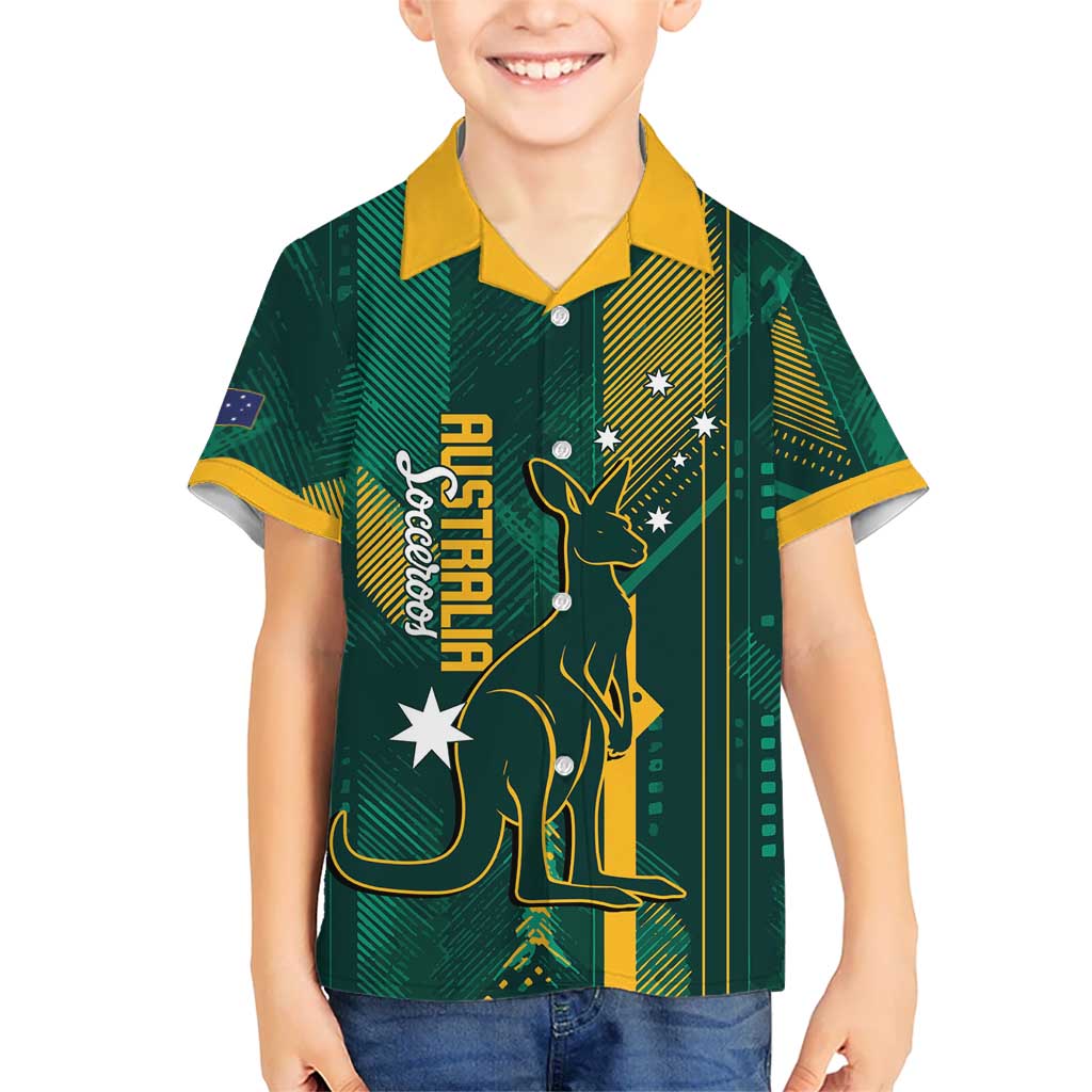 Australia Socceroos 2026 Custom Kid Hawaiian Shirt Go Aussie Kangaroo National Color