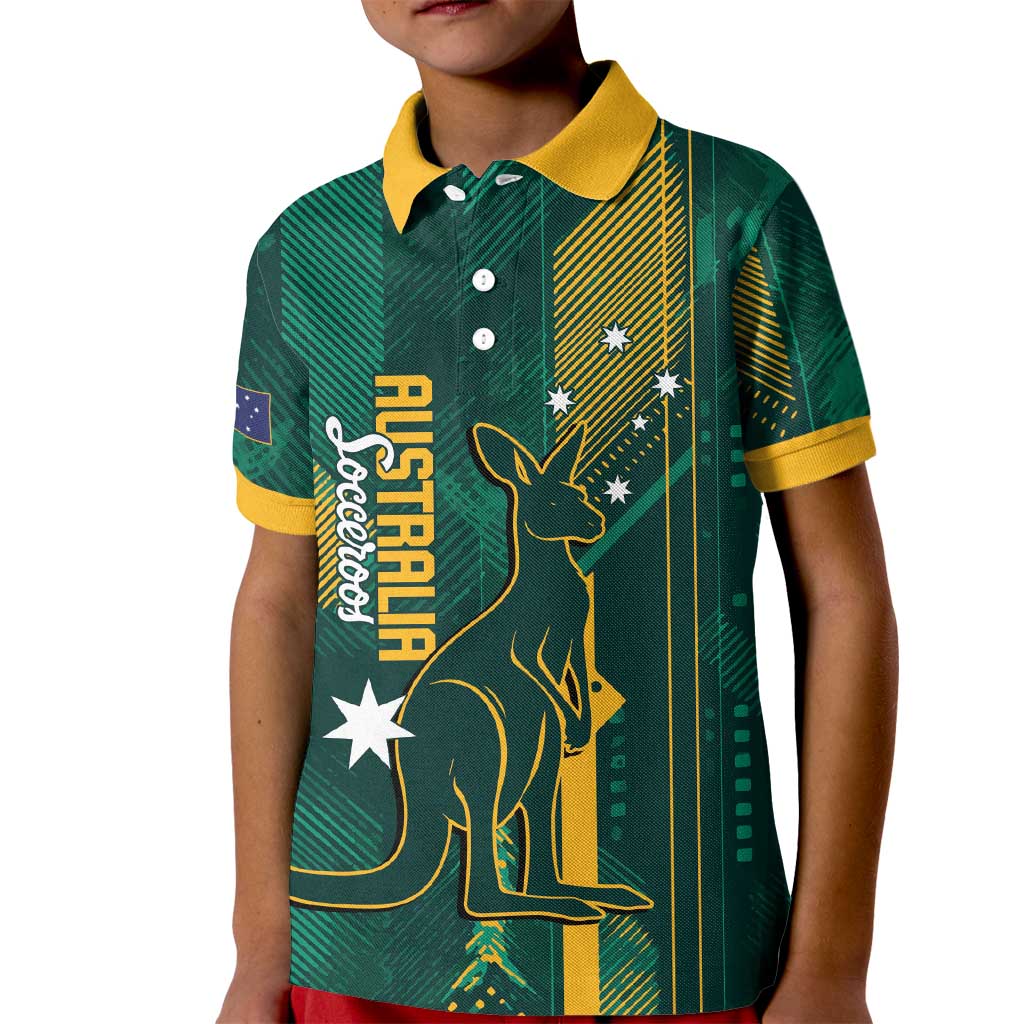 Australia Socceroos 2026 Custom Kid Polo Shirt Go Aussie Kangaroo National Color