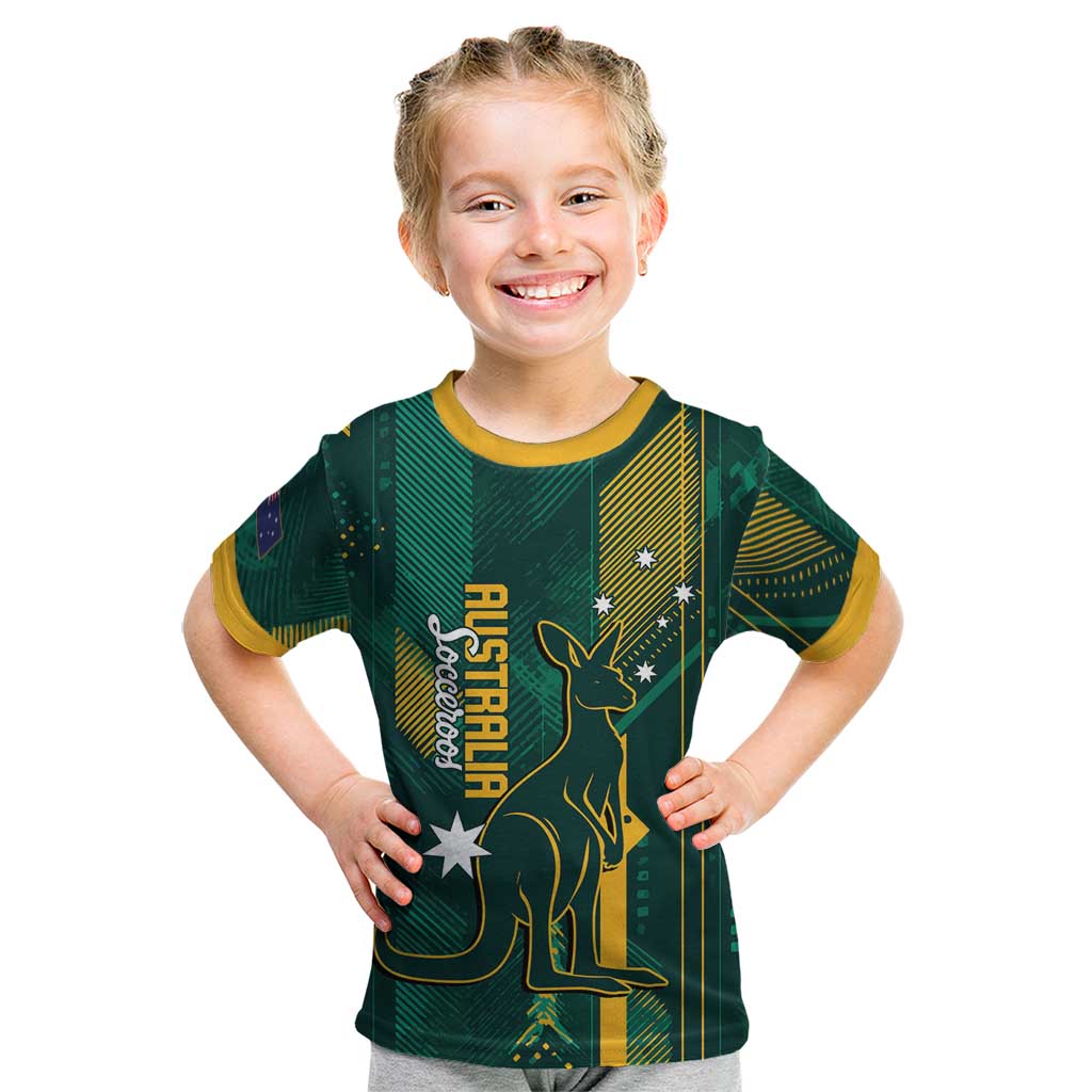 Australia Socceroos 2026 Custom Kid T Shirt Go Aussie Kangaroo National Color