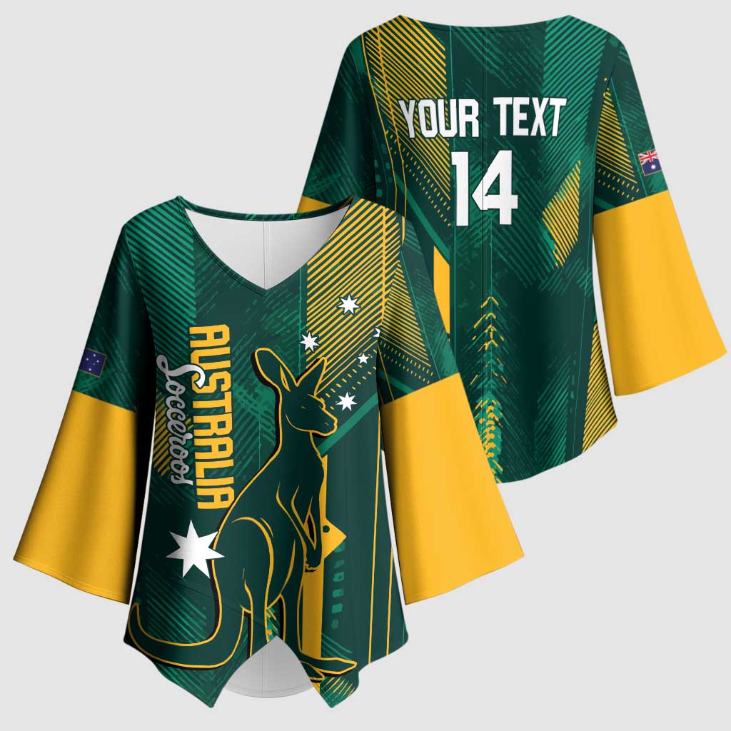 Australia Socceroos 2026 Custom Kimono Sleeve Blouse Go Aussie Kangaroo National Color