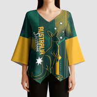 Australia Socceroos 2026 Custom Kimono Sleeve Blouse Go Aussie Kangaroo National Color