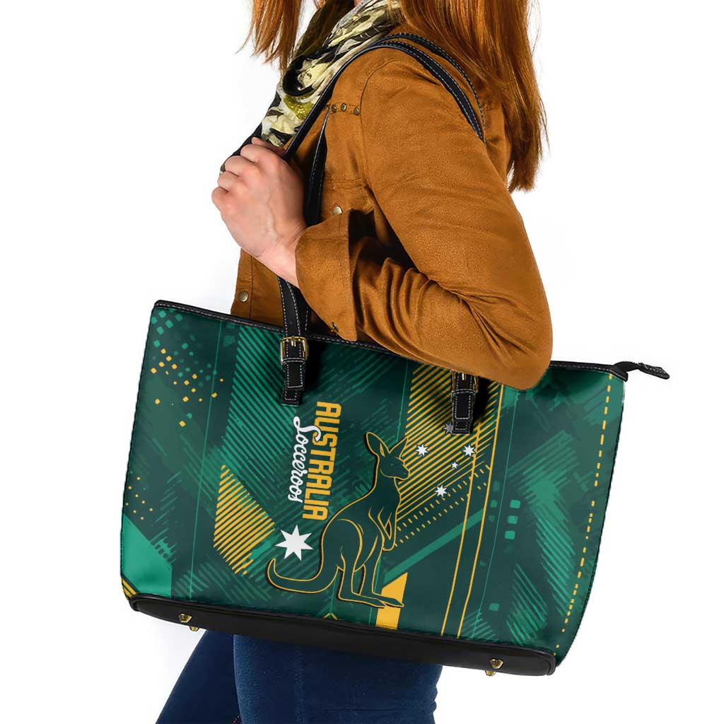 Australia Socceroos 2026 Custom Leather Tote Bag Go Aussie Kangaroo National Color