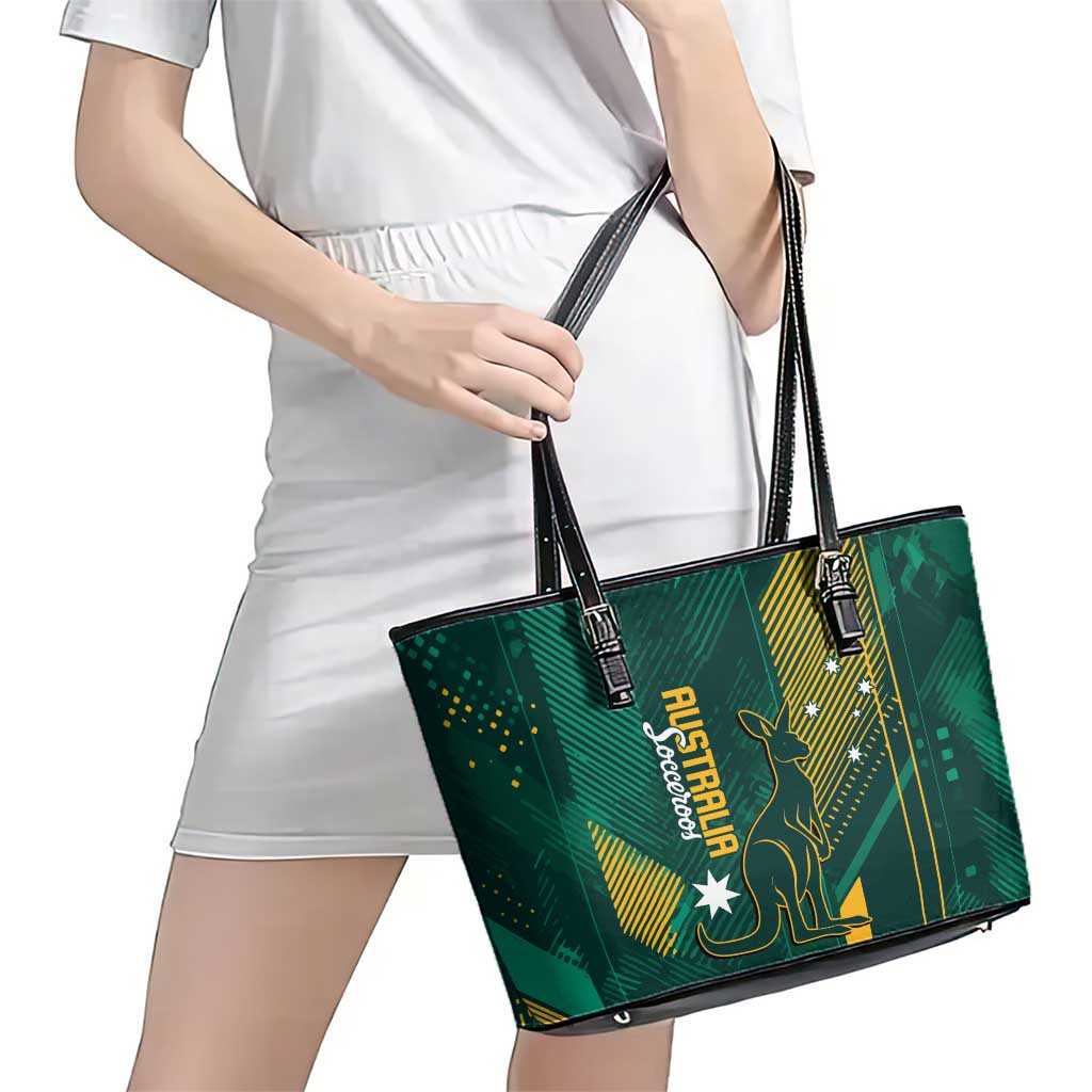 Australia Socceroos 2026 Custom Leather Tote Bag Go Aussie Kangaroo National Color