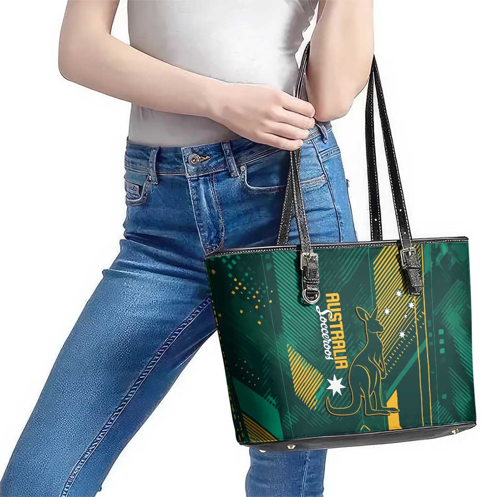 Australia Socceroos 2026 Custom Leather Tote Bag Go Aussie Kangaroo National Color