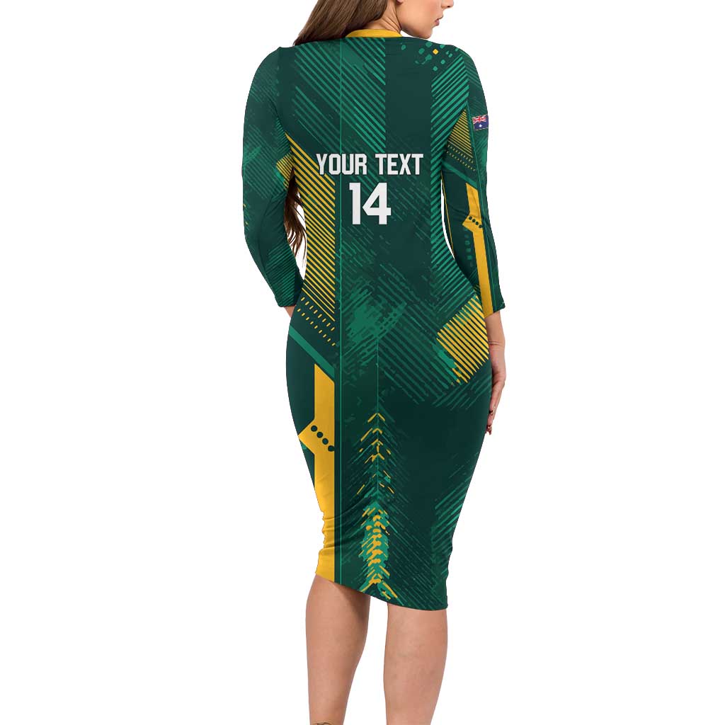 Australia Socceroos 2026 Custom Long Sleeve Bodycon Dress Go Aussie Kangaroo National Color