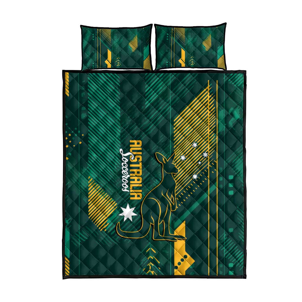 Australia Socceroos 2026 Custom Quilt Bed Set Go Aussie Kangaroo National Color