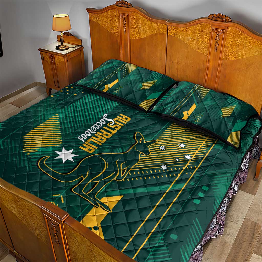 Australia Socceroos 2026 Custom Quilt Bed Set Go Aussie Kangaroo National Color