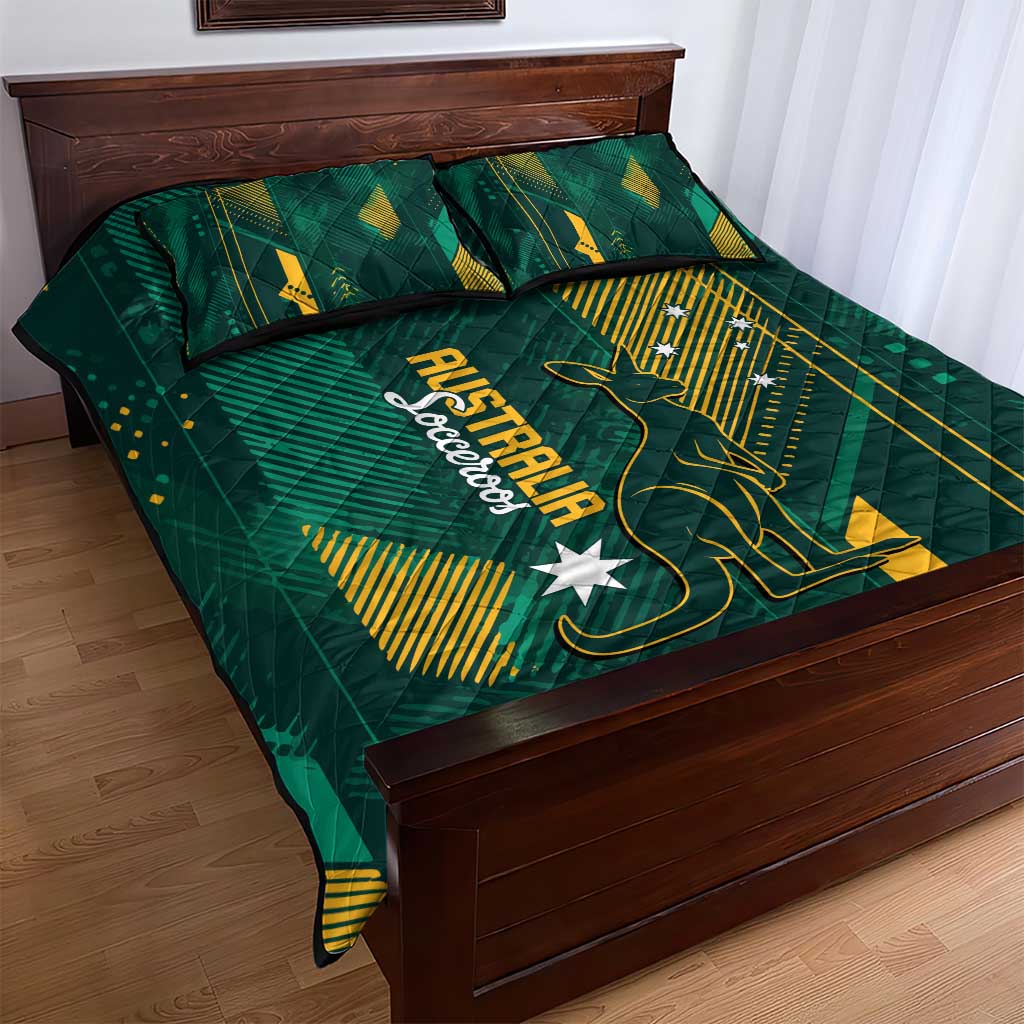 Australia Socceroos 2026 Custom Quilt Bed Set Go Aussie Kangaroo National Color