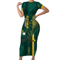 Australia Socceroos 2026 Custom Short Sleeve Bodycon Dress Go Aussie Kangaroo National Color