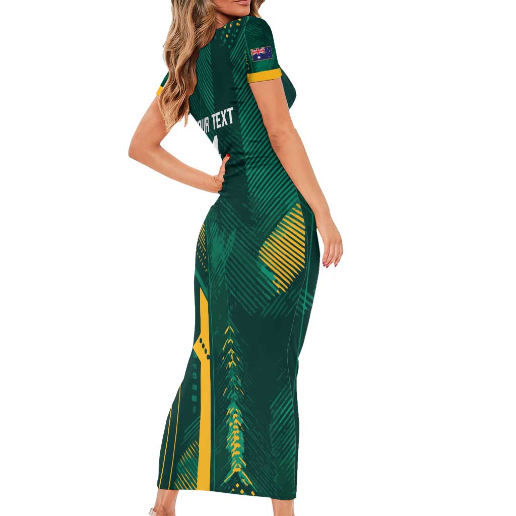 Australia Socceroos 2026 Custom Short Sleeve Bodycon Dress Go Aussie Kangaroo National Color