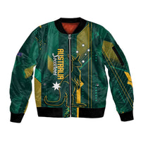 Australia Socceroos 2026 Custom Sleeve Zip Bomber Jacket Go Aussie Kangaroo National Color