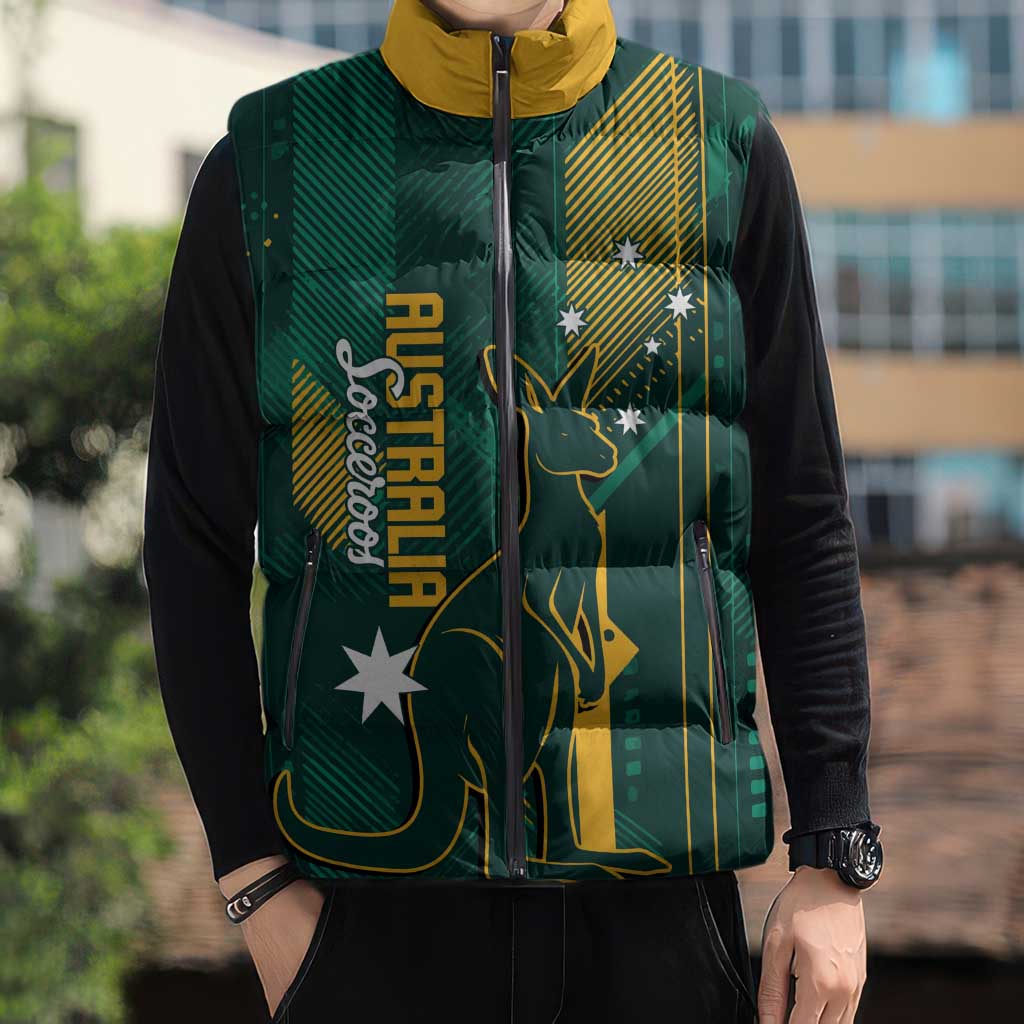 Australia Socceroos 2026 Custom Sleeveless Puffer Jacket Go Aussie Kangaroo National Color