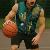 Australia Socceroos 2026 Custom Sleeveless Zip Hoodie Go Aussie Kangaroo National Color