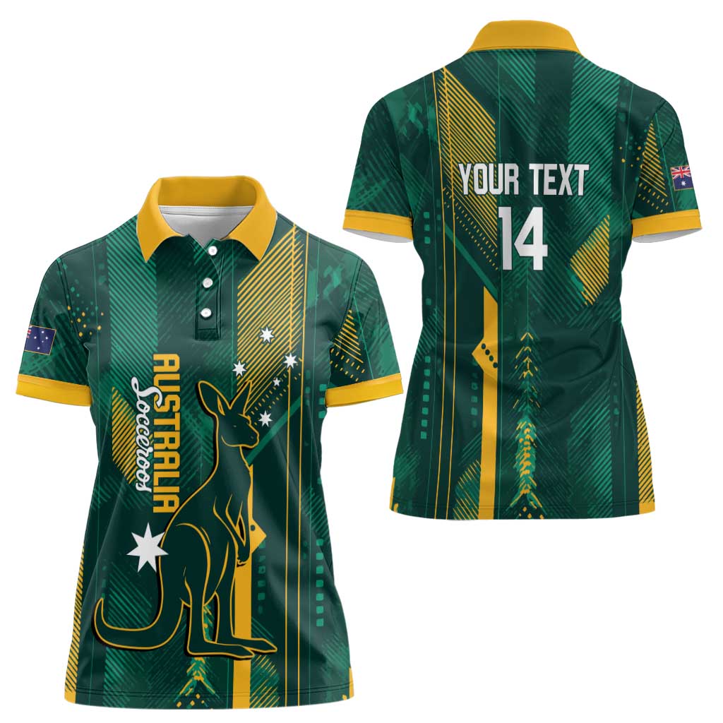 Australia Socceroos 2026 Custom Women Polo Shirt Go Aussie Kangaroo National Color