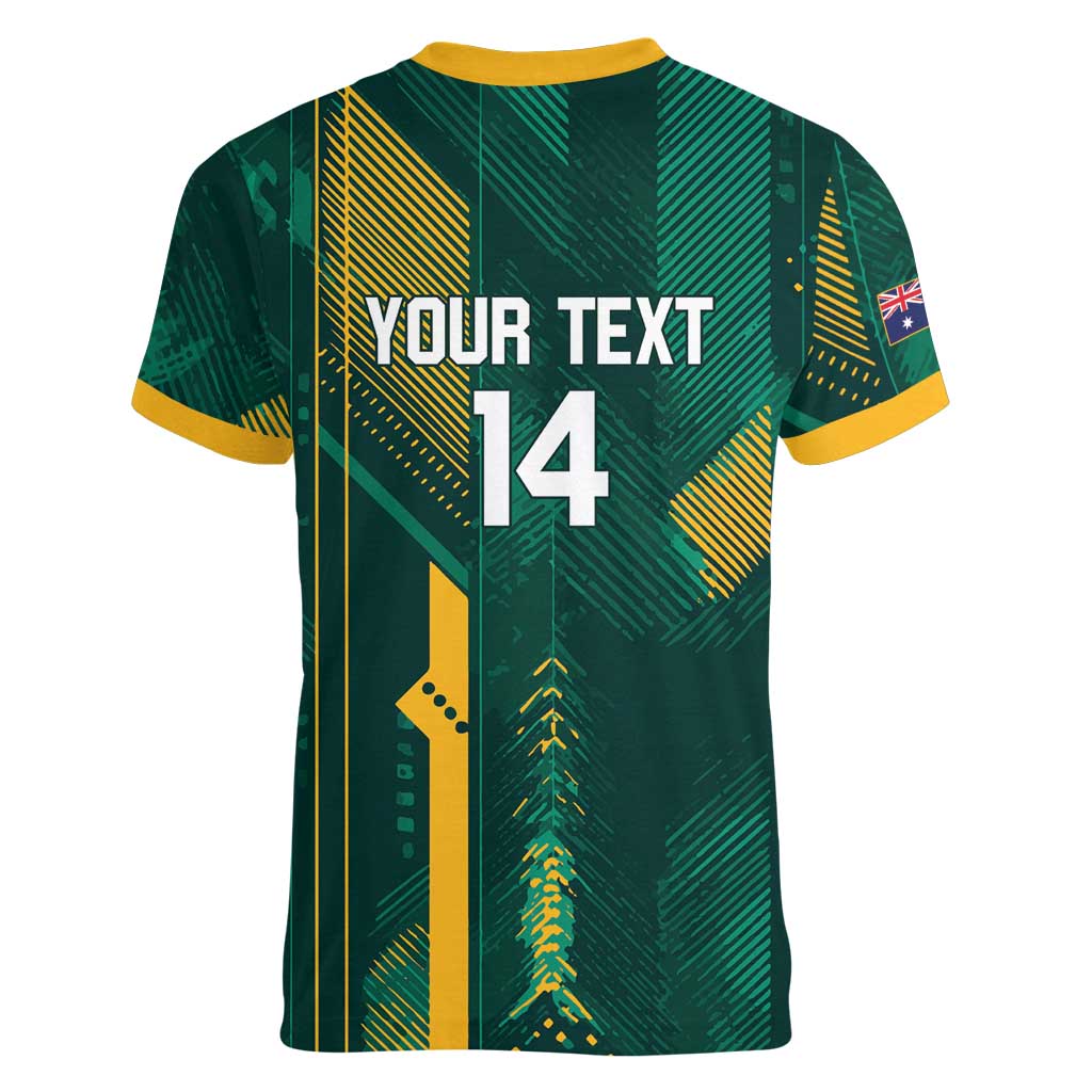 Australia Socceroos 2026 Custom Women V-Neck T-Shirt Go Aussie Kangaroo National Color