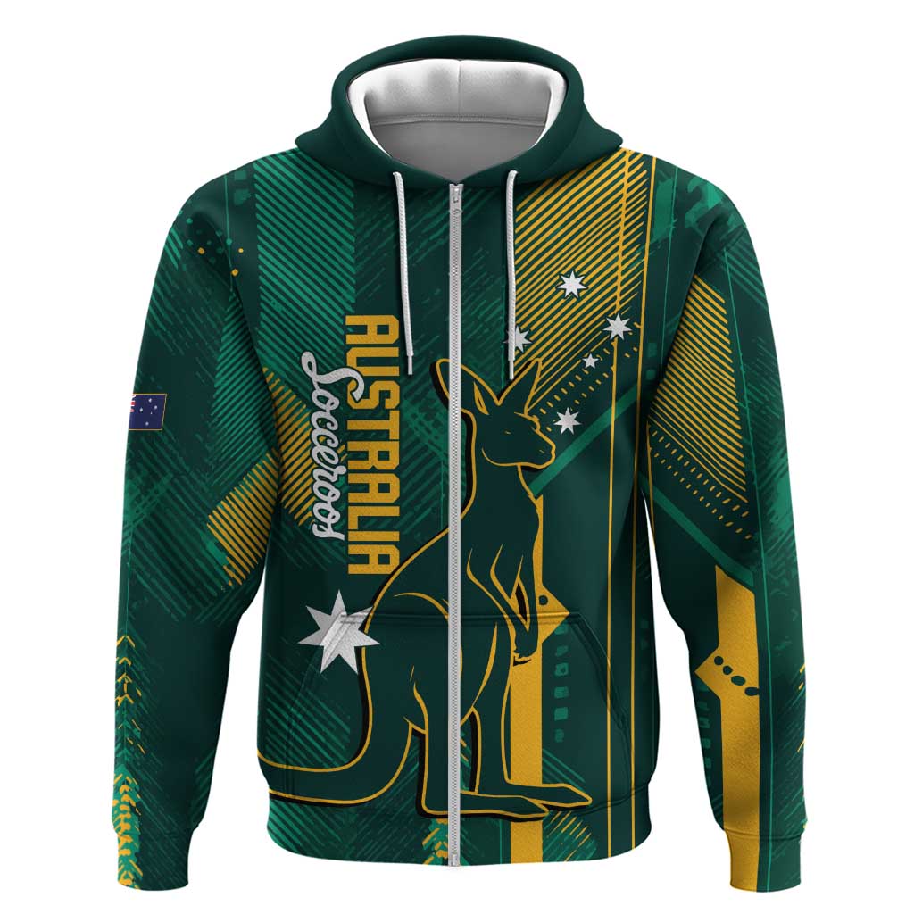 Australia Socceroos 2026 Custom Zip Hoodie Go Aussie Kangaroo National Color