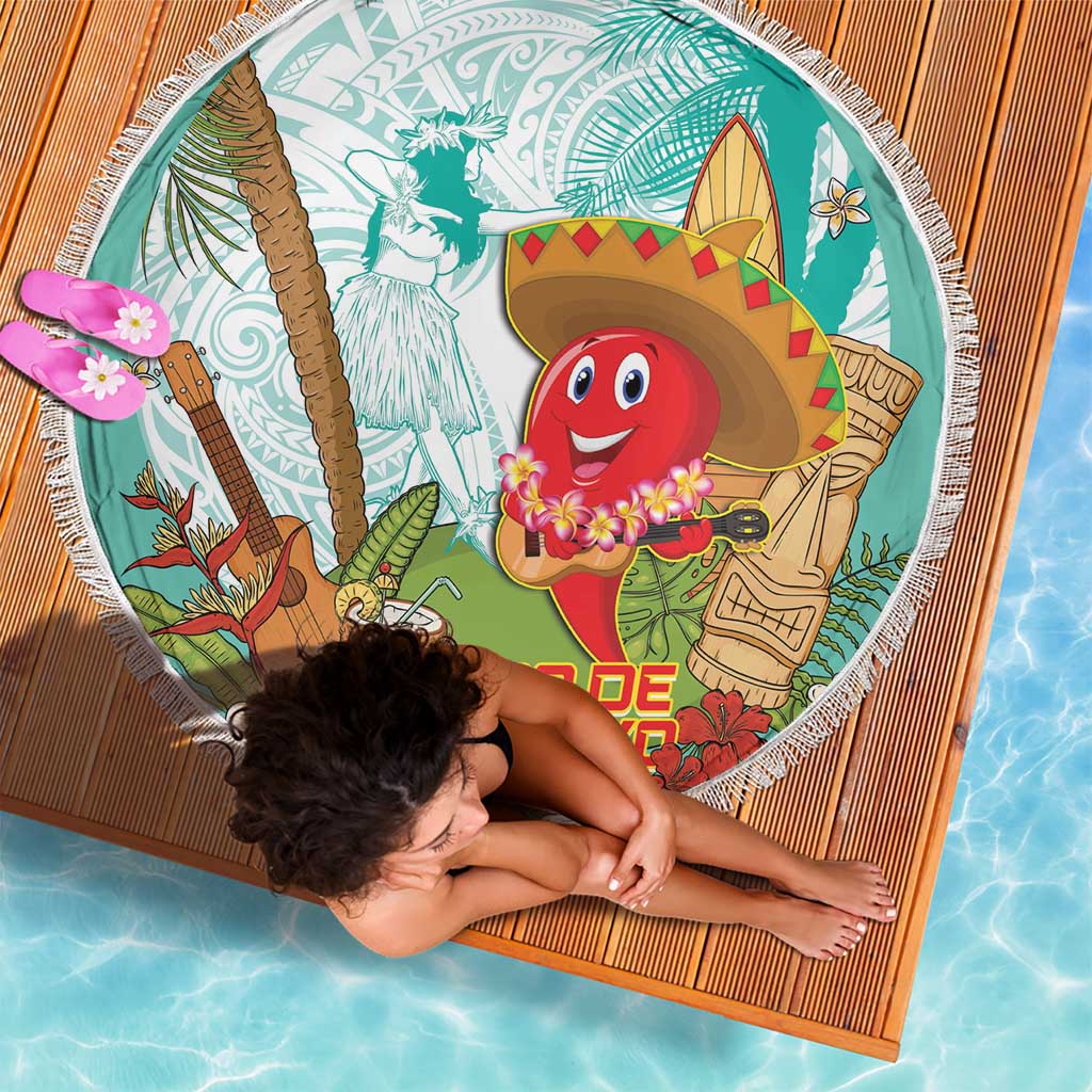 Hawaii Cinco de Mayo Beach Blanket Chili Pepper Hula Girl Tropical Vibes