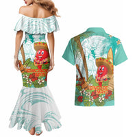 Hawaii Cinco de Mayo Couples Matching Mermaid Dress and Hawaiian Shirt Chili Pepper Hula Girl Tropical Vibes