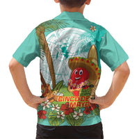 Hawaii Cinco de Mayo Family Matching Short Sleeve Bodycon Dress and Hawaiian Shirt Chili Pepper Hula Girl Tropical Vibes
