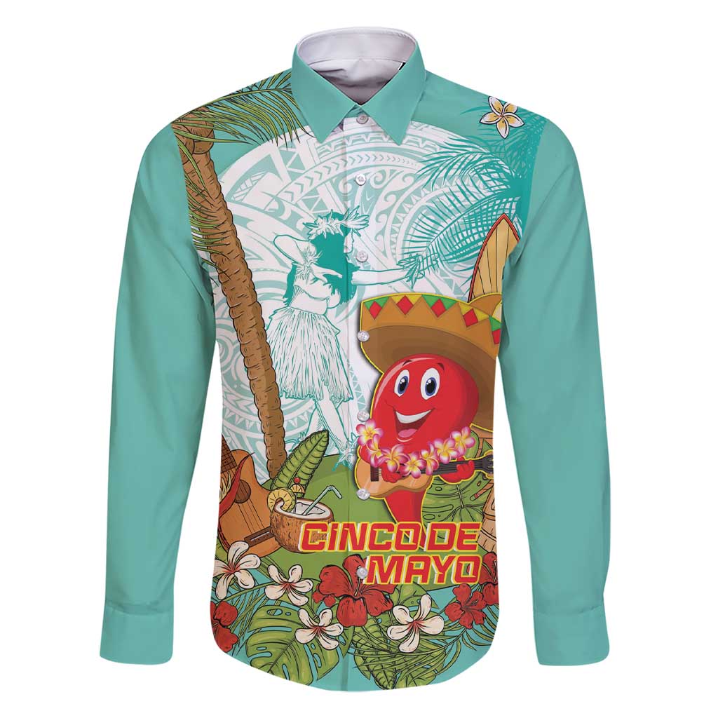 Hawaii Cinco de Mayo Family Matching Short Sleeve Bodycon Dress and Hawaiian Shirt Chili Pepper Hula Girl Tropical Vibes