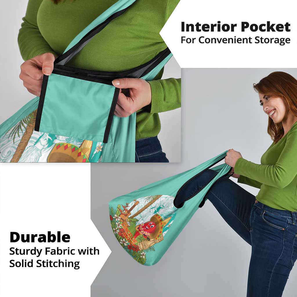 Hawaii Cinco de Mayo Grocery Bag Chili Pepper Hula Girl Tropical Vibes