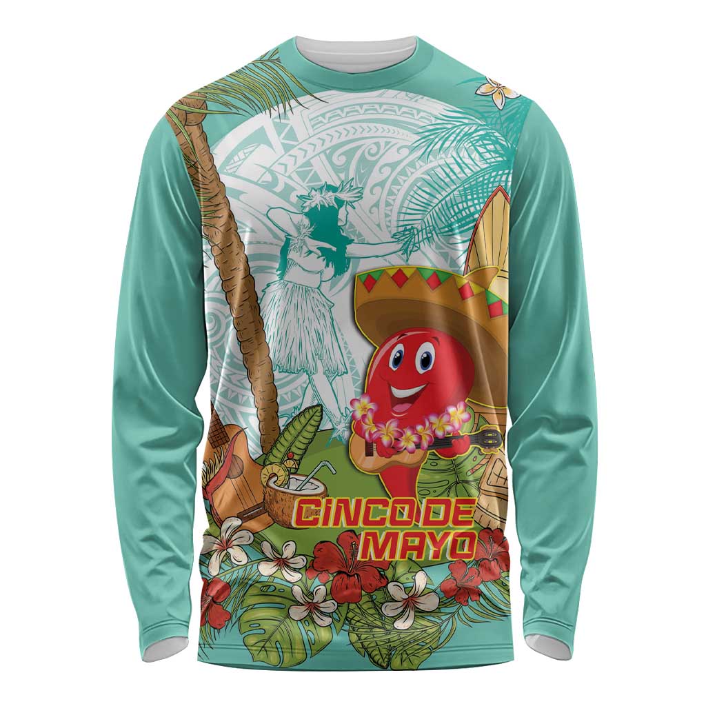 Hawaii Cinco de Mayo Long Sleeve Shirt Chili Pepper Hula Girl Tropical Vibes
