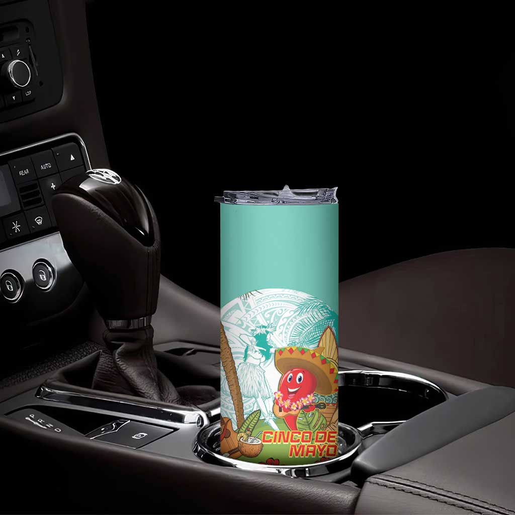 Hawaii Cinco de Mayo Skinny Tumbler Chili Pepper Hula Girl Tropical Vibes