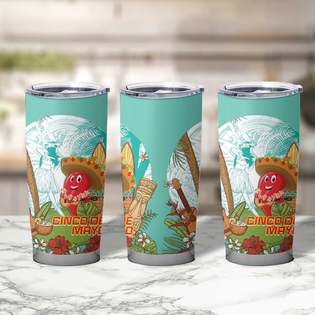 Hawaii Cinco de Mayo Tumbler Cup Chili Pepper Hula Girl Tropical Vibes