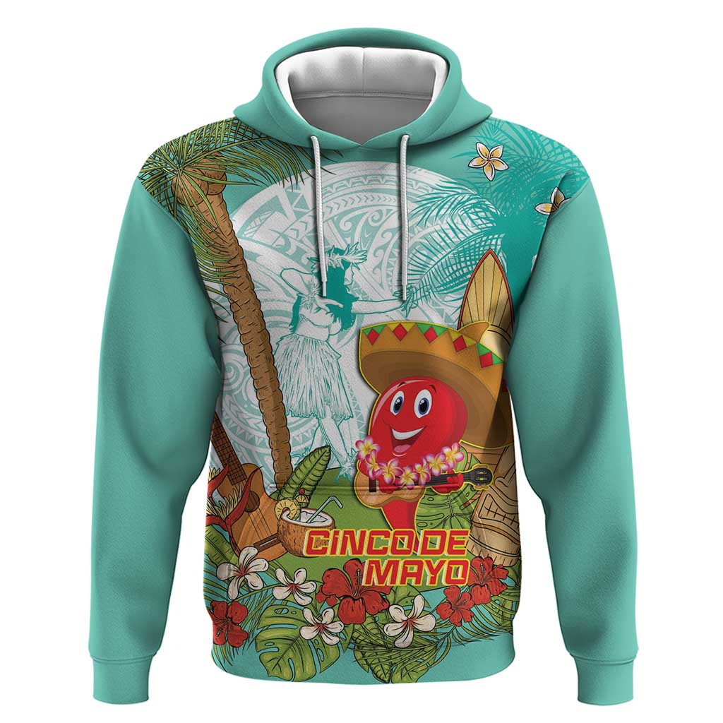 Hawaii Cinco de Mayo Zip Hoodie Chili Pepper Hula Girl Tropical Vibes