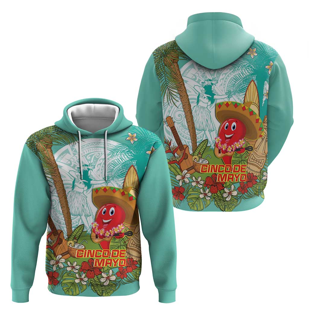 Hawaii Cinco de Mayo Zip Hoodie Chili Pepper Hula Girl Tropical Vibes