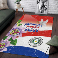 Paraguay 1811 Independence Day Area Rug Grunge Flag Mix Passion Flowers