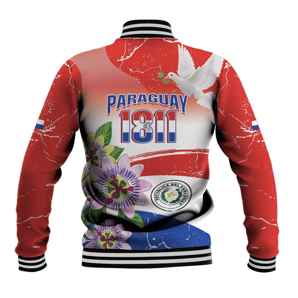 Paraguay 1811 Independence Day Baseball Jacket Grunge Flag Mix Passion Flowers
