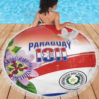 Paraguay 1811 Independence Day Beach Blanket Grunge Flag Mix Passion Flowers