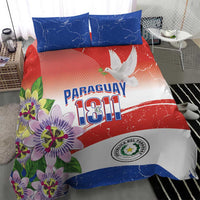 Paraguay 1811 Independence Day Bedding Set Grunge Flag Mix Passion Flowers
