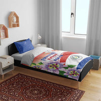Paraguay 1811 Independence Day Bedding Set Grunge Flag Mix Passion Flowers