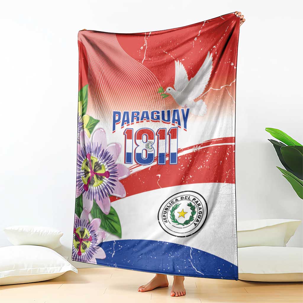 Paraguay 1811 Independence Day Blanket Grunge Flag Mix Passion Flowers
