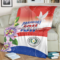 Paraguay 1811 Independence Day Blanket Grunge Flag Mix Passion Flowers
